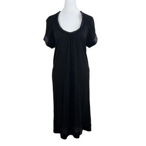 Valentino R.E.D Black Midi Slip Shift Dress around Neck See Through Size 46